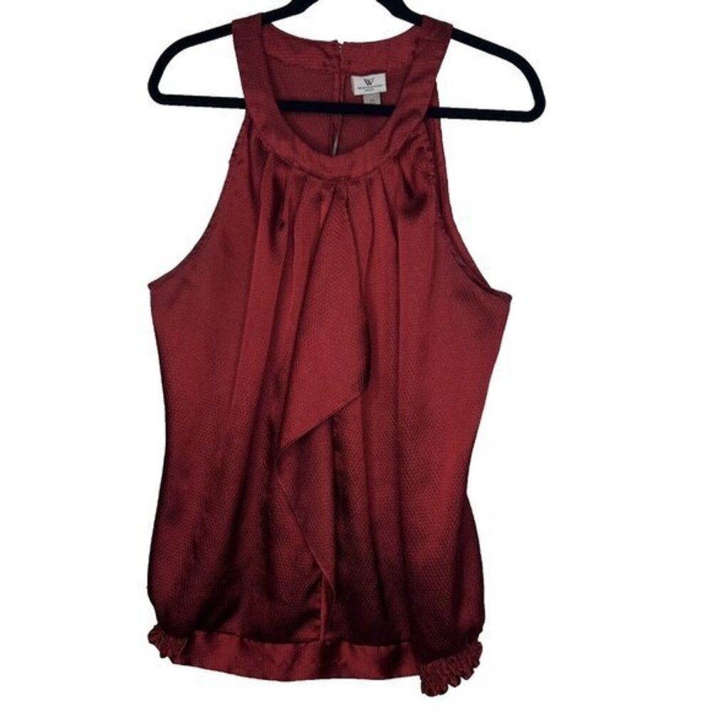 Worthington Woman 2X‎ Blouse Dark Red Sleeveless Ruffle Front Dressy